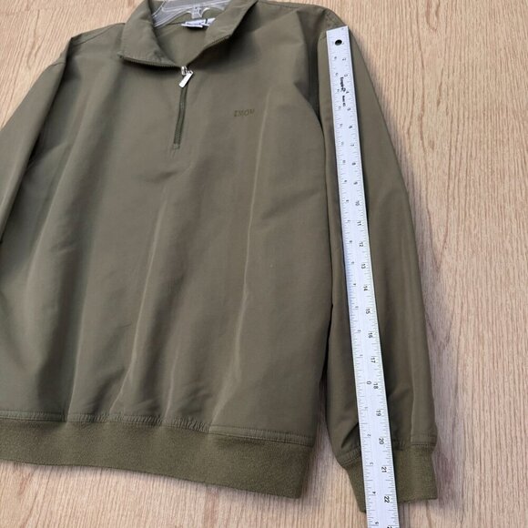 Izod Golf Khaki 1/4 Zip Pullover Long Sleeve Sweatshirt M Ribbed Cuffs and Hem - Picture 6 of 8